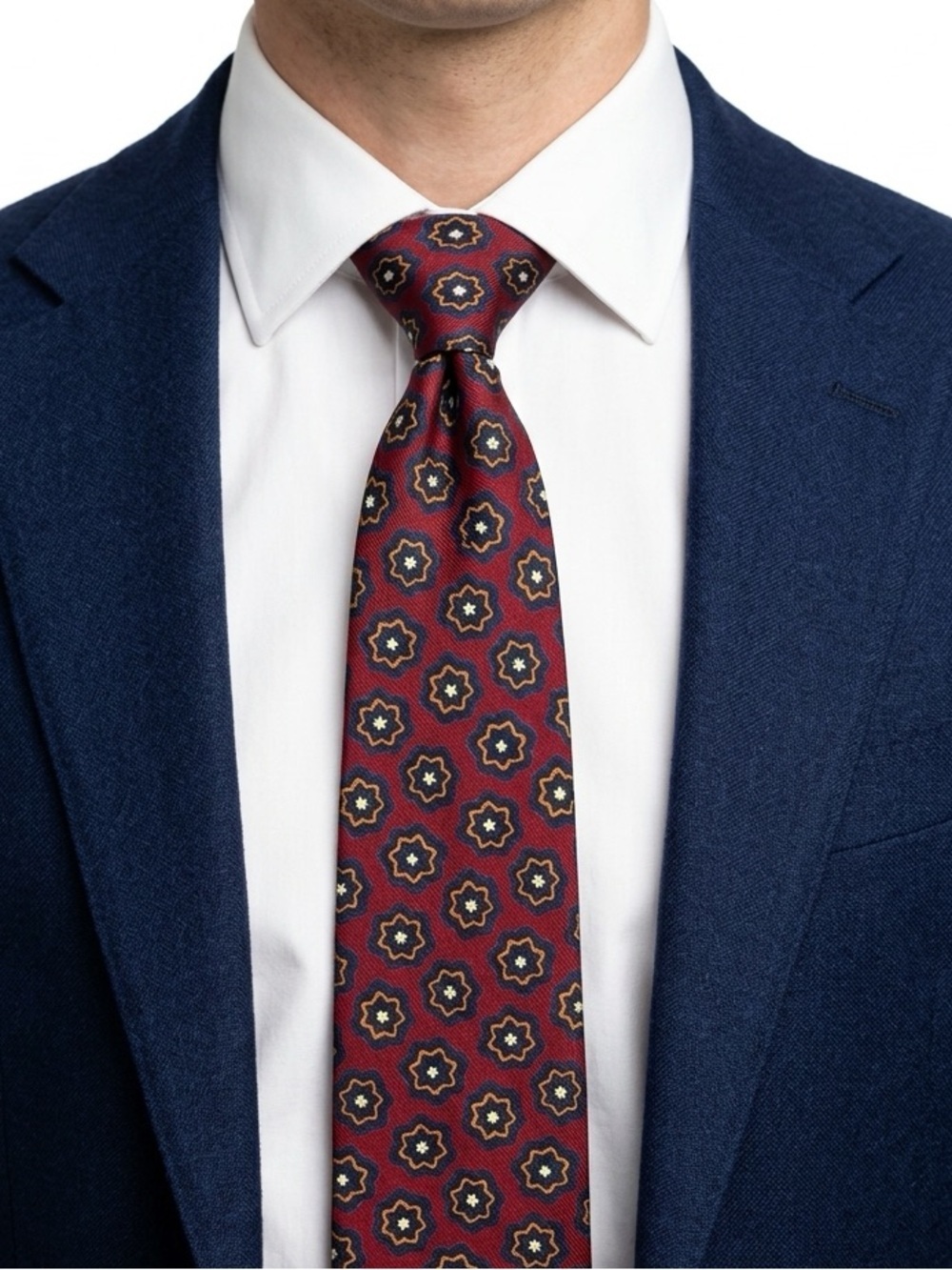St. Michael Silk Tie Red Geometric Print Vintage Maximalist Academia Retro
